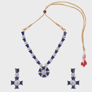 RAY FINE ORNATES Three Layer <b>Ruby</b> CZ Bezel Set IGI Certified Vintage <b>Necklace</b> Set 22K Gold Plated Floral Bridal Indian Wedding - Product Image 3