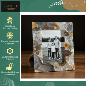 Cadre photo artisanal en pierre naturelle (quartz rose, agate) de haute qualité pour la décoration intérieure et de table, à prix abordable - Product Image 5