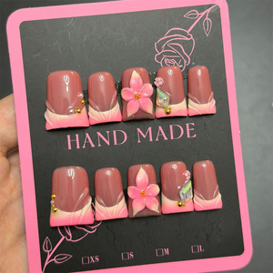 เล็บปลอมอะคริลิกหรูหราแบบกดติด ยาว ทำมือ ทรงเป็ด หนา 3 มิติ ใช้ซ้ำได้ - Product Image 4