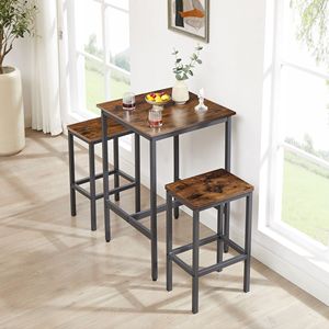 Tavolo da Bar quadrato in stile industriale con 2 sedie da Bar cucina salvaspazio tavolo per la colazione soggiorno sala banchetti mobili - Product Image 1