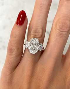 Bague de fiançailles en or massif 14K 18K avec trois pierres, diamant cultivé en laboratoire certifié IGI CVD HPHT, pour femmes, vente en gros - Product Image 2