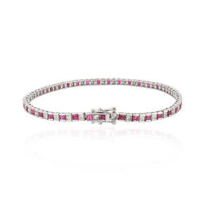 18K Gold <b>Ruby</b> and Diamond Fashion Tennis <b>Bracelet</b> - Product Image 4