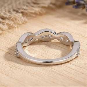 Bague de fiançailles et de mariage en or massif 10k 14k 18k avec diamant de laboratoire taille ronde et bande torsadée, certifiée IGI, pour femme, style halo - Product Image 4