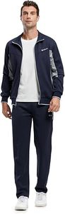 Ensemble de survêtement sportif pour homme Spans, bleu marine, avec fermeture éclair intégrale, coupe décontractée, respirant, style automne, avec empiècements contrastants - Product Image 3