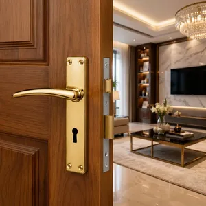 KELLTON KELLTON-MD-012 ชุดล็อคประตูแบบฝัง รุ่นโมเดิร์น แผ่นรูปทรงสี่เหลี่ยมผืนผ้า วัสดุโลหะผสมสังกะสี คันโยกใช้งานได้ทั้งสองมือ ติดตั้งง่าย เหมาะสำหรับห้องครัว - Product Image 5