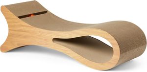 Griffoir pour chat avec lit de repos, coussin en forme de lit avec jouet à bille et herbe à chat, 34,3 x 11,8 x 11,8 po, couleur bois - Product Image 5