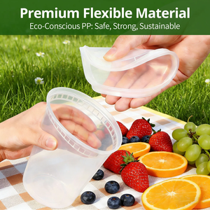 กล่องเก็บอาหารดีไซน์ทันสมัย ขนาด 32/16/8 ออนซ์ ฝาพลาสติกสำหรับอาหารเดลิ ซุป อาหารสำเร็จรูป ปลอดสาร BPA ป้องกันการรั่วซึม ใช้กับไมโครเวฟและช่องแช่แข็งได้ - Product Image 5