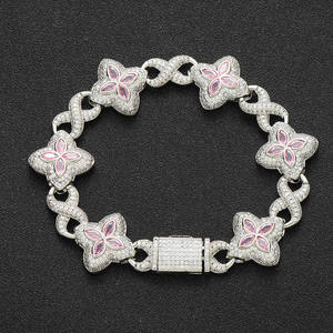 Bracelet de luxe unisexe en argent plaqué, style hip-hop, serti de diamants, fabrication indienne, avec fermoir sécurisé, prix usine disponible - Product Image 5