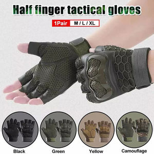 ถุงมือหนังป้องกันการลื่นจากปากีสถาน ถุงมือยุทธวิธีแบบครึ่งนิ้ว สำหรับปีนเขา ฝึกซ้อมกลางแจ้ง ระบายอากาศได้ดี - Product Image 3