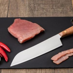 Couteaux de boucher professionnels à manche en bois brun avec lame courbée large argentée et triple rivet pour la découpe de viande et la cuisine - Product Image 6