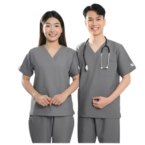Custom-Made V-Neck Hospital Uniforms Antibacterial Medical <b>Hand</b>-<b>Washing</b> Suits Sweat-Absorbent Protective Unisex Polyester - Product Image 1