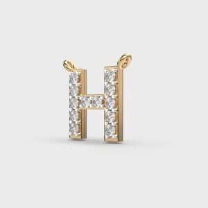Moissanite Letter H Charm 925 silver Gold Plated Round Brilliant Cut Channel Setting Classic Unisex Everyday Wear - Product Image 5