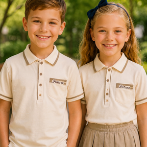 Ensemble d'uniformes scolaires en polycoton de haute qualité avec logo brodé personnalisé pour élèves du primaire – Vente en gros - Product Image 3