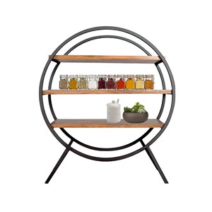 Étagère circulaire en bois avec structure métallique, 3 niveaux, pour épices et décorations de cuisine - Product Image 5