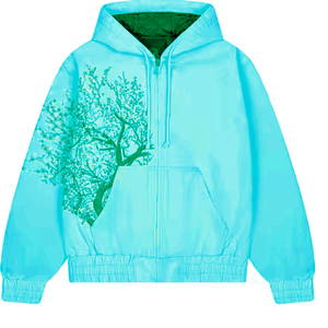 Manufacturer Custom Cherry Blossom Hoodie Oversized Heavyweight Quilted Lined Full <b>Zip</b> Jacket Unisex Sakura Streetwear Hoodies - Product Image 1