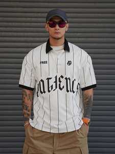 Polo a Rayas con Estampado de Letras para Hombre, Primavera/Verano, Ropa de Negocios - Product Image 3