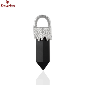 Elegant custom modern <b>solid</b> 925 sterling <b>silver</b> amazonite gemstone texture pencil pendant for <b>necklace</b> ready stock - Product Image 4