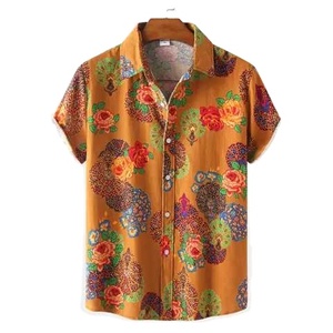 Top 12 chemises pour hommes, hauts à manches courtes imprimés de fleurs, t-shirt pour fête sur la plage, t-shirt boutonné, coupe confortable - Product Image 4