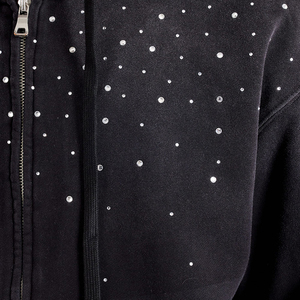 Vente en gros de sweats à capuche pour hommes personnalisés, épais, à fermeture éclair, avec patch brodé, impression sérigraphique, LOGO, strass et effet délavé à l'acide - Product Image 6