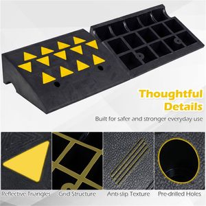 2 Pezzi Rampa per Marciapiede in Gomma Riflettente Resistente con Canale di Drenaggio per Vialetti e Esterni, Pavimentazione in Gomma Premium M - Product Image 6