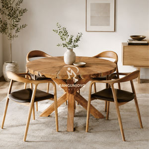 Juego de Mesa de Comedor Redonda Ajustable Moderna con Sillas Ahorradoras de Espacio, Muebles de Comedor de Madera Ideales para Casas de Campo y Apartamentos - Product Image 1