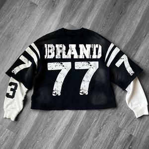 Camiseta de Manga Corta Oversize para Hombre, Estilo Vintage, Lavado Ácido, Doble Capa, 100% Algodón, Transpirable, Efecto Desgastado por el Sol, con Logotipo Personalizado OEM - Product Image 4