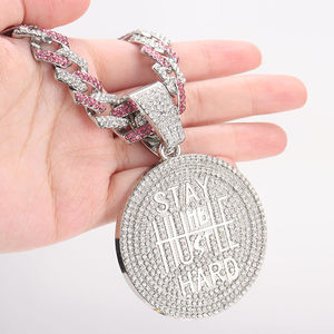 Hip Hop <b>Iced</b> <b>Out</b> Moissanite Pendant Necklace Silver Plated Rope <b>Chain</b> Round Disc Jewelry for Party Gift - Product Image 3