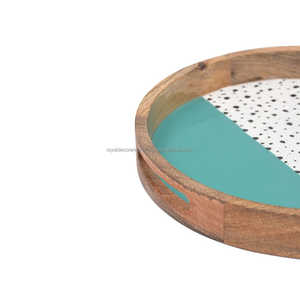 Royal decore Mart ไม้มะม่วงที่เป็นของแข็งทำด้วยมือมีความทนทานหรูหราถาดเสิร์ฟพร้อมพิมพ์เคลือบฟันปรับแต่งขนาดได้ในราคาลดราคา! - Product Image 3