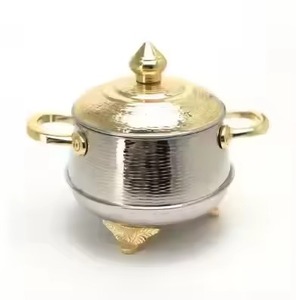 หม้อไฟโลหะดีไซน์หรูหรา ทนทาน พร้อมฉนวนกันความร้อน สำหรับเสิร์ฟอาหาร - Product Image 3
