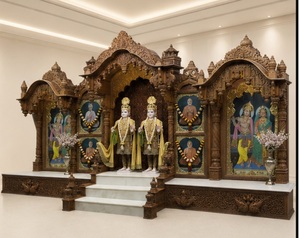Large Size Swaminarayan Mandir For Community Temples Customized Wooden Altar Mandir for Satsang <b>Halls</b> Pooja Mandirs Manufacturer - Product Image 1