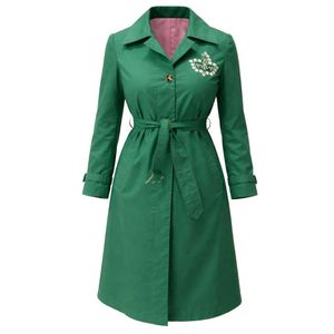 AKA Trench <b>Coat</b> <b>Women</b> Green Belted Long <b>Coat</b> Elegant Outerwear <b>Double</b> <b>Breasted</b> Sorority Greek Apparel Stylish Fashion Jacket - Product Image 1