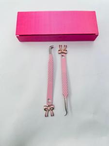 Pince à épiler cils GETUP BROSONS IMPEX en acier inoxydable à 90 degrés, pointe en fibre, rose, lisse/dentelée, prise en main parfaite - Product Image 5