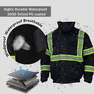 Custom Winter Safety Jacket Insulated <b>Hi</b> Vis Workwear Premium Manufacturer Bulk Production - Product Image 4