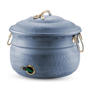 Pot de rangement pour tuyau d'arrosage de jardin décoratif très vendu, fait à la main avec couvercle, finition cuivre, design de pot de tuyau d'arrosage, pot de fleurs en métal - Product Image 1