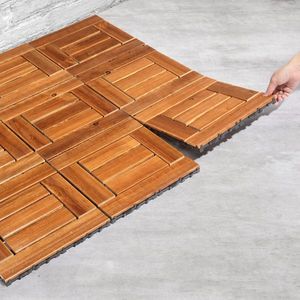 27pcs Wood Interlocking Deck Tiles 11.8"x11.8" Waterproof Indoor Outdoor Flooring Patio Wood Decking for Patio Use - Product Image 2