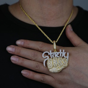 Collar con colgante de letra inicial estilo Hip Hop, chapado en oro y plata, con incrustaciones completas de moissanita micro pavé, cadena de cuerda, joyería - Product Image 6