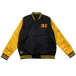 Top Trending Black Oversized Baseball Varsity Jacket for Men Winter Warm Reversible Windproof Fleece Lining Stand Collar Jacket - Product Image 1