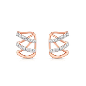 Rose Gold Spiral Wave Diamond <b>Ear</b> <b>Cuff</b> <b>Earrings</b> - Product Image 3