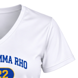 เสื้อยืดออกกำลังกายคอกวีสำหรับผู้หญิง Sigma Gamma Rho แบบสั่งทำพิเศษสำหรับชมรมนักศึกษากรีก เสื้อยืดกีฬาแขนสั้นสำหรับออกกำลังกายและฟิตเนส ขายส่ง - Product Image 6