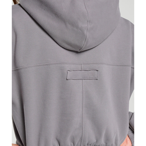 Sweat-shirt court oversize pour <span class=keywords><strong>femme</strong></span>, couleur unie, en molleton, avec capuche, <span class=keywords><strong>pull</strong></span> d'hiver, sweat à capuche court - Product Image 5