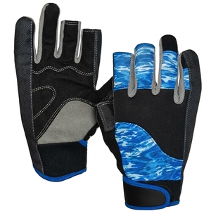 Guantes de Pesca Inteligentes, Medios Dedos, Ligeros, Transpirables, Azul Gris Claro, Cierre de Velcro Sintético, Unisex, Todas las Temporadas - Product Image 1