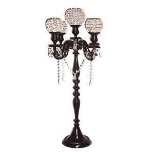 <b>Crystal</b> Swag Black Candelabra 3-Arms <b>Crystal</b> Globe <b>Candle</b> <b>Holder</b> Home Decoration Wedding Use Durable - Product Image 1