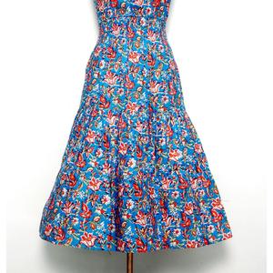 New Arrival High Quality Cotton <b>Summer</b> <b>Dress</b> Women Modern Chic Sweet Floral Patterned Red Sleeveless Midi A-Line <b>dress</b> - Product Image 2