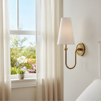 Applique Murale Classique Nordique en Laiton, 1 Lumière, Dorée, Fixation Directe, pour Salle de Bain, Chambre, Salon, Couloir, Cuisine
