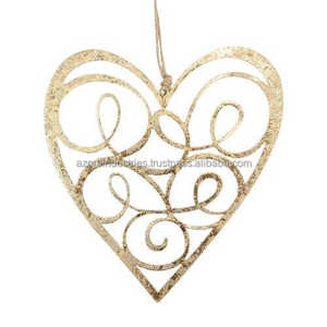 Adorno de corazón de Metal colgante de oro antiguo, diseños colgantes de techo, decoraciones colgantes de pared para interiores y exteriores - Product Image 1