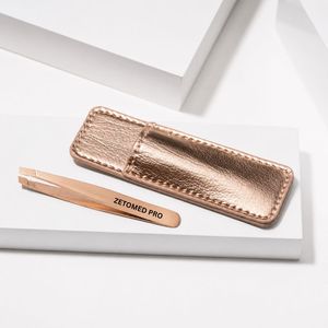 Pinza Inclinada Mini ZETOMED PRO Color Oro Rosa - Acero Inoxidable, Punta Lisa, Herramienta Duradera para Pestañas - Product Image 5