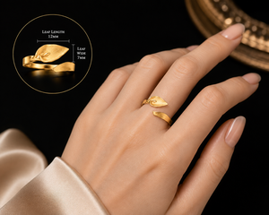 Anillo Apilable Clásico de Plata de Ley 925 Chapado en Oro de 18K con Diseño de Hojas, Banda Abierta, Joyería Fina Hecha a Mano para Mujer, Regalo - Product Image 5