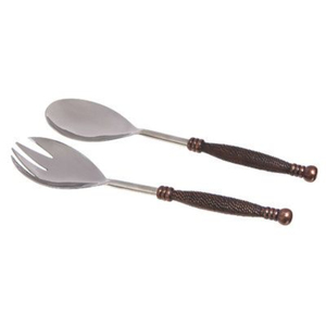 Ensemble durable de 2 cuillères et fourchettes à salade en métal avec poignée design pour la maison, l'hôtel et la restauration - Product Image 2