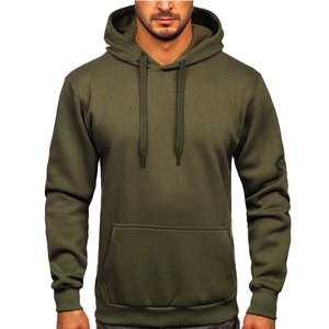 Sweat à capuche unisexe vert olive surdimensionné à carreaux avec fermeture éclair et logo sur le devant, en molleton décontracté pour l'hiver, 100 % coton peigné doublé et respirant - Product Image 1
