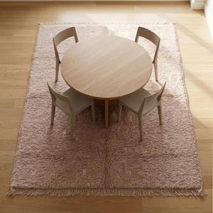 Tapis en laine noué à la main de qualité supérieure, couleur rose pâle, avec franges, pour salon, chambre à coucher, décoration moderne de la maison - Product Image 4